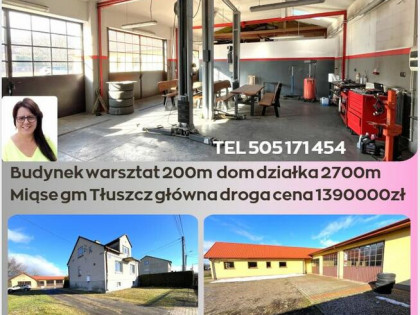 Magazyn, hala, warsztat, biuro, dom, działka 2705m Miąse gm