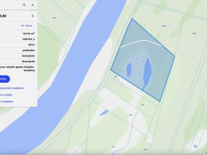 Działka rzeka Narew linia brzegowa (Szablak) Bezpośrednio.