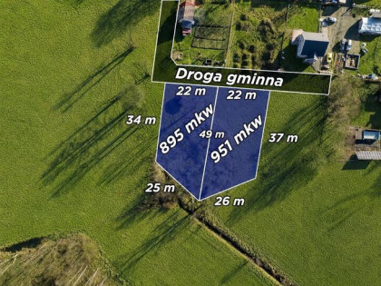 Dwie działki budowlane | 9 ar i 9,51 ar | Media