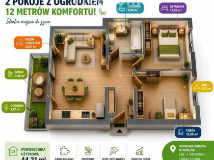 Przestronne mieszkanie z ogródkiem na Włochach