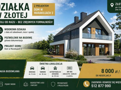 Widokowa działka 34,28 ar z pozwoleniem na budowę