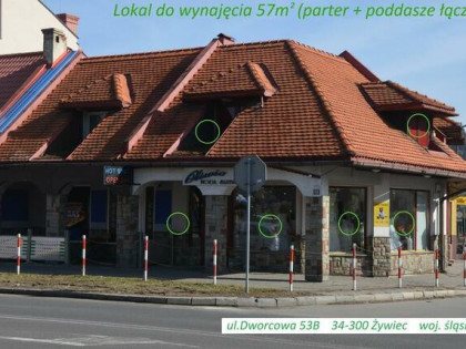 TUŻ PRZY DWORCU do wynajmu 57m2 parter Żywiec Dworcowa 53B