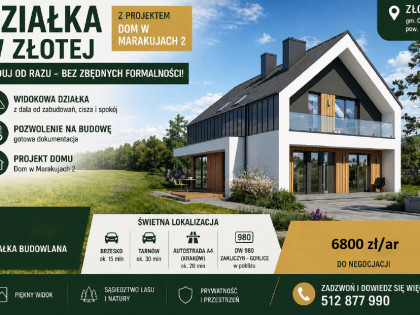 Widokowa działka 34,28 ar z pozwoleniem na budowę