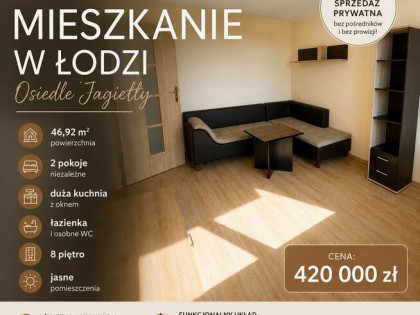 NA SPRZEDAŻ M3 – ŁÓDŹ, OSIEDLE JAGIEŁŁY