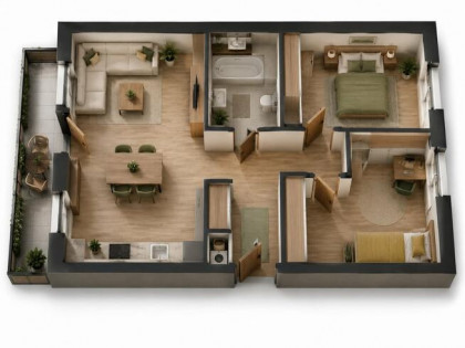 Ostatnie Takie Mieszkanie 3 pokoje 61,87m2, balkon