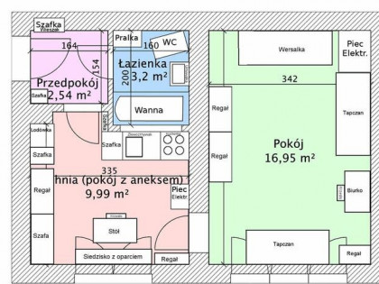 Pokój z kuchnią (2+aneks kuchenny) przy AGH UR PK UE UJ UKEN