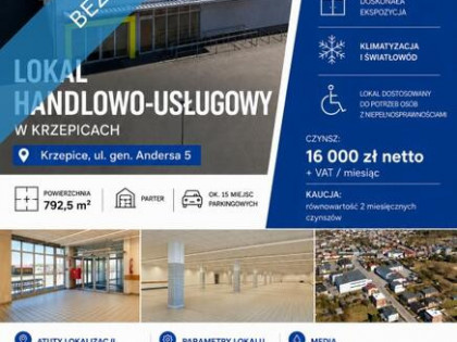 ? Lokal handlowo-usługowy do wynajęcia | Krzepice, ul. Andersa 5