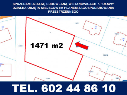 BIURO NIERUCHOMOŚCI W OŁAWIE SPRZEDA DZIAŁKE BUDOWLANĄ  - STANOWICE K/OŁAWY