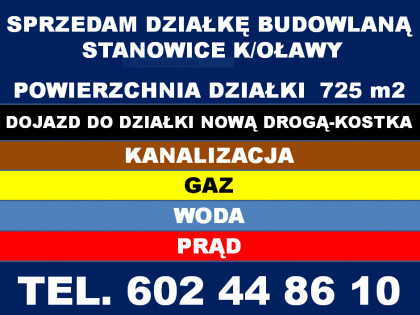 BIURO NIERUCHOMOŚCI W OŁAWIE SPRZEDA DZIAŁKE BUDOWLANĄ - STANOWICE K/OŁAWY