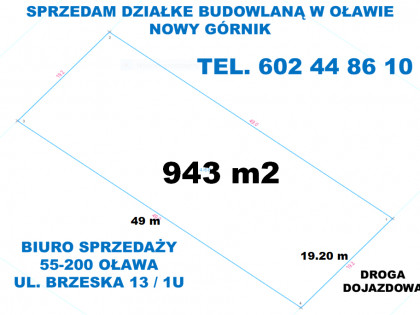 BIURO NIERUCHOMOŚCI W OŁAWIE SPRZEDA DZIAŁKE BUDOWLANĄ OŁAWA  - NOWY GÓRNIK