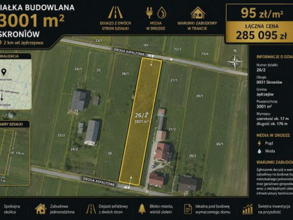 Działka budowlana 3001 m² – Skroniów 2 km od Jędrzejowa