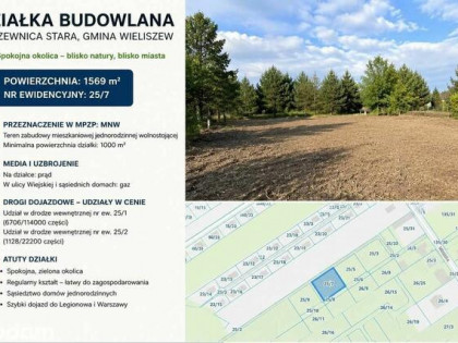 Mpzp 1569 m²| Prąd na działce| 9 km od Legionowa