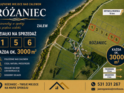 Działki 3000 m² nad Zalewem Wiślanym .