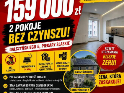 HIT! Okazja 2 pokoje za 159 tys zł! BEZ CZYNSZU fotowoltaika