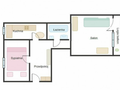 Leżajsk, ul. Kopernika |2 pokoje | 44 m² | Balkon typu loggi