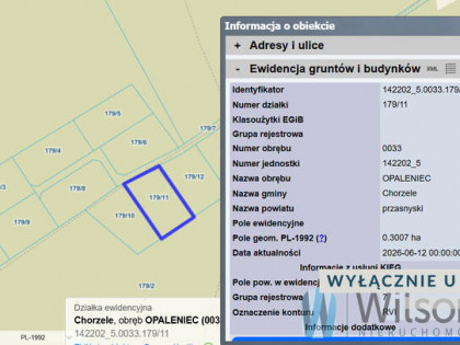 Działka rolna Opaleniec gm. Chorzele,