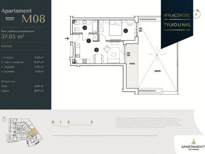 Apartament M08 - Kameralne wnętrze, duży ogród