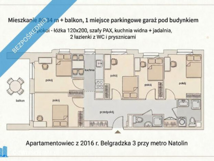 BEZPOŚREDNIO  5 pokoi na wynajem Metro Natolin nowy apartamentowiec