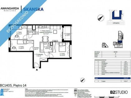 14. PIĘTRO | 4 POKOJE | 72,29 M² | WIDOK | AWANGARDA MOGILSKA | CESJA