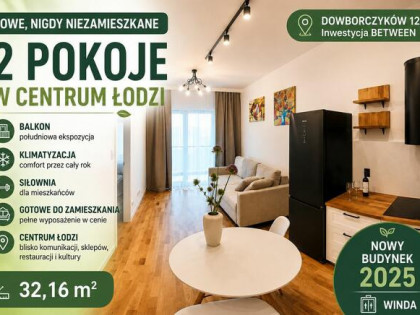Nowe 2 pokojowe mieszkanie w centrum Łodzi z klimatyzacją