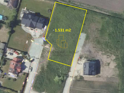 Żórawina, działka budowlana 1531 m2, media