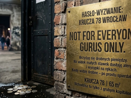 ? MANIFEST SPEKULACYJNO-DOKTRYNALNY: CZARNY ŁABĘDŹ WROCŁAWSKIEGO RYNKU Krucza 78 (Róg Wróbla) – Brama Wjazdowa na Osiedle Oficerskiestatus: LOKAL-FORTECA / KANCELARIA / CYFROWE CENTRUM DOWODZENIA