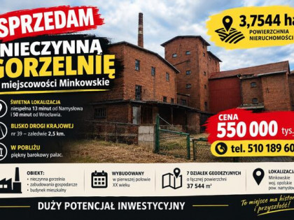 Sprzedam nieczynną gorzelnię w Minkowskie 3,7544ha