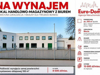 Do wynajęcia powierzchnia handlowa z magazynem w Błoniu