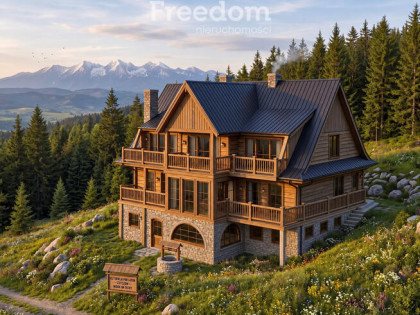 Drewniany dom z widokiem na Tatry