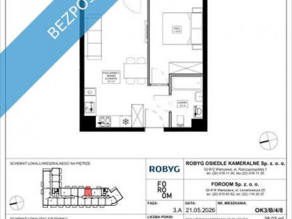2 pokoje 38,02 M2 Osiedle Kameralne ROBYG – BEZPOŚREDNIO - Cesja Umowy Deweloperskiej