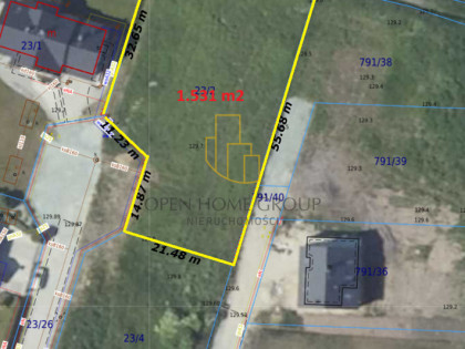 Żórawina, działka budowlana 1531 m2, media