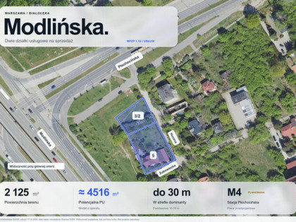 Dwie działki usługowe 2125 m² | Modlińska, Warszawa