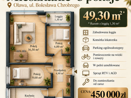 Mieszkanie Oława 3 pokoje sprzedam
