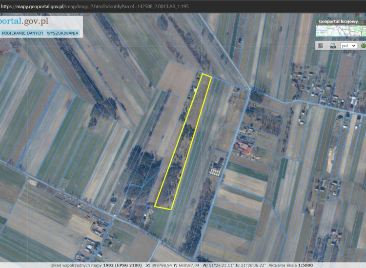 Działka rolna 26 300 m2 w Tadeuszowie k/Pionek Tadeuszów