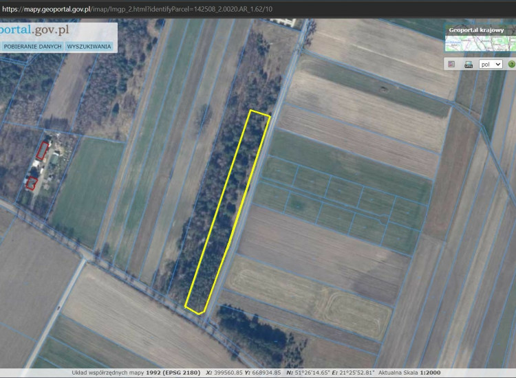 Działka rolno-leśna 5402 m2 w Czarnej k/Pionek Czarna Wieś