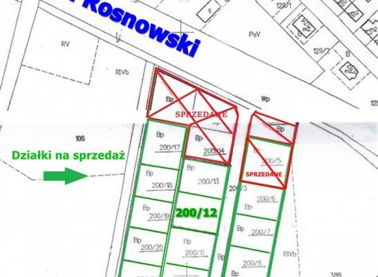 Działka budowlana w Rosnowie, gmina Manowo nr 200/12 Rosnowo