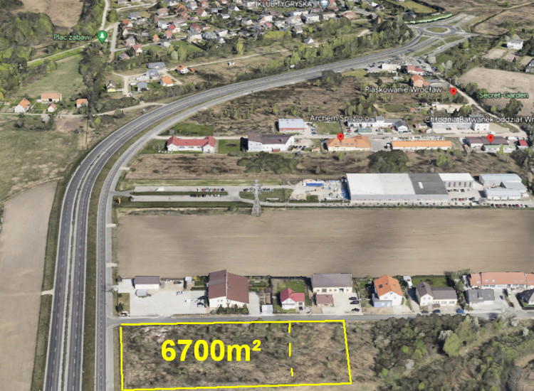 Działka 6700m² do wynajęcia lub na sprzedaż. [ŁANY KOŁO WROCŁAWIA] Łany