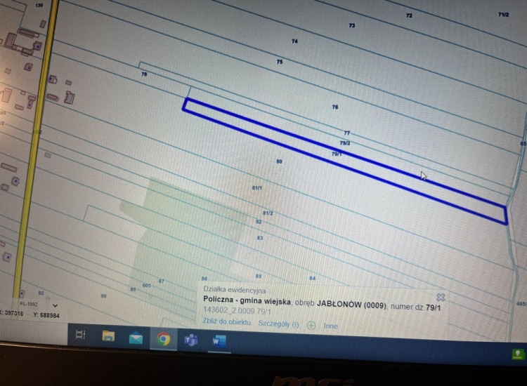 Działka rola 0,77 ha w Jabłonowie gm. Policzna. Jabłonów