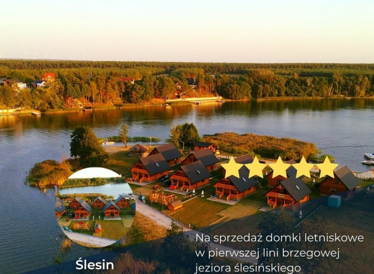 Jezioro Ślesińskie – Domki z bali, pierwsza linia brzegowa Ślesin