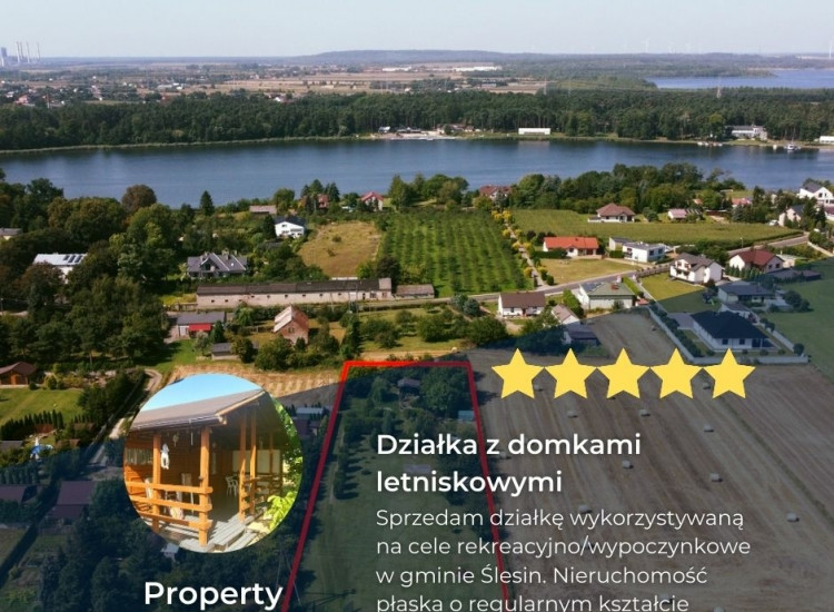 Działka z domkami letniskowymi Ślesin