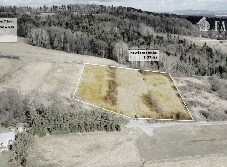 Działka budowlana 1,07 ha – Siary, gm. Sękowa 1170S/2026 Siary