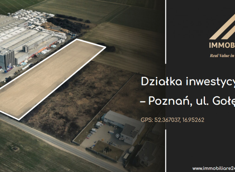 Działka inwestycyjna 1,09 ha – MPZP 9P/U – Poznań, Gołężycka Poznań