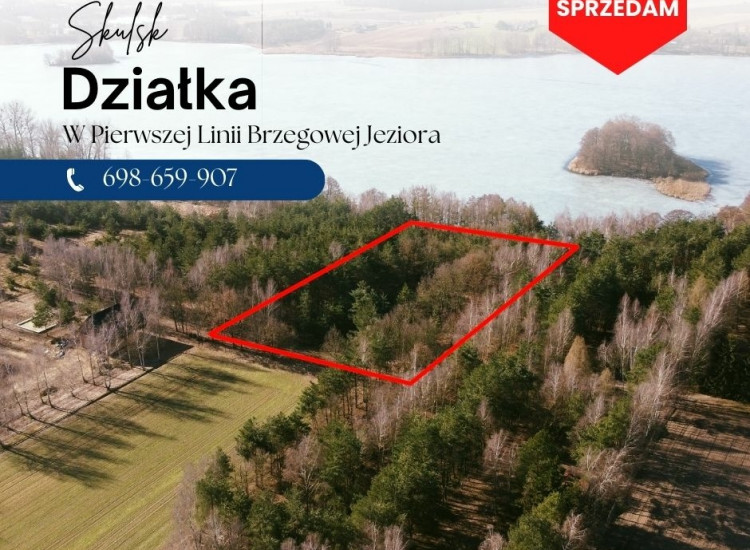 Obrzeża Skulska - Działka w pierwszej linii brzegowej jeziora Skulsk