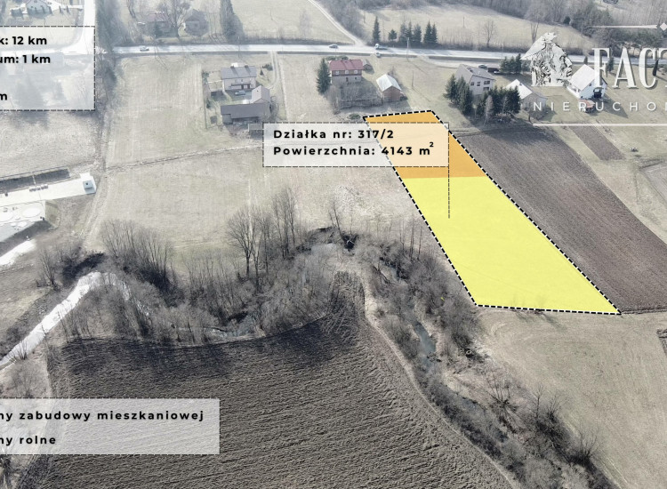 Działka budowlano-rolna 41 a w Łużnej, pow. gorlicki 1190S/2026 Łużna