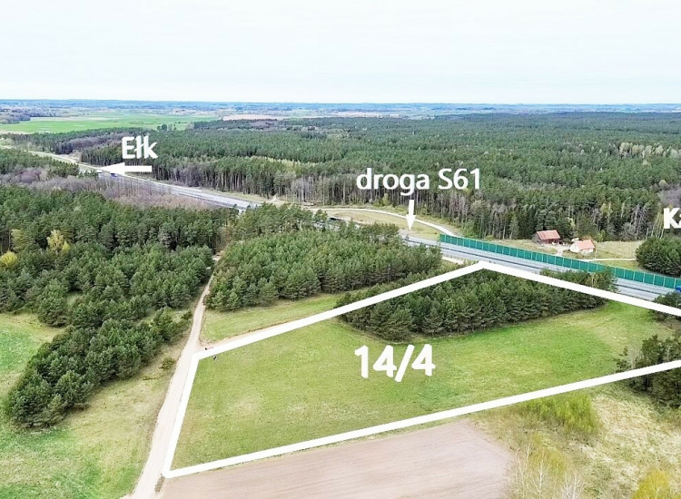 Duża działka przy drodze S61 pow. 2,2791 ha - Długie, gm. Kalinowo Długie