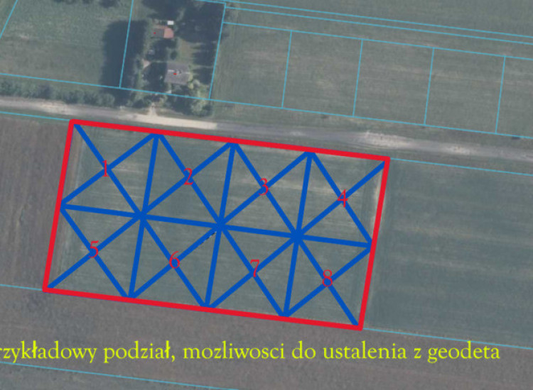 Duża działka jezioro Krasne (podział na 8 działek) Krasne