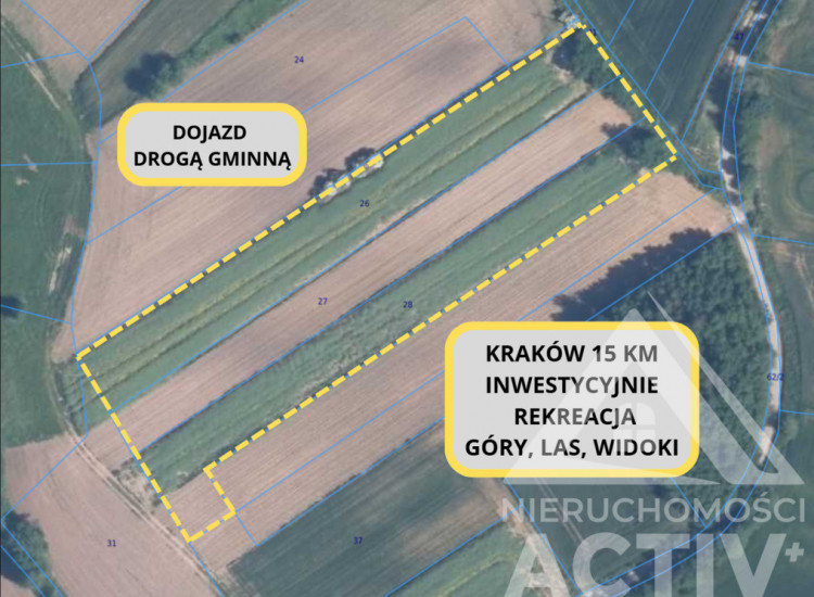 Rolna z potencjałem, rekreacja, 1ha, Kraków 15km Zborczyce