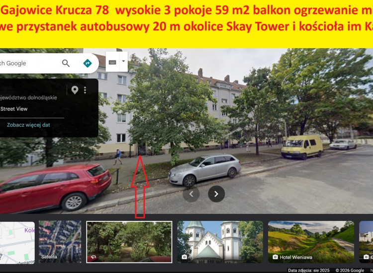 Wrocław Krzyki Gajowice Krucza 3 Pokoje 59 m2 Balkon Centralne Ogrzewanie Miejskie Ciepła Woda Wrocław