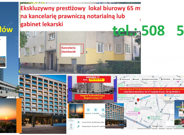 Wrocław Krzyki Gajowice 65 m2, 4 pokoje lokal na gabinet kosmetyczny sprzedaż Wrocław