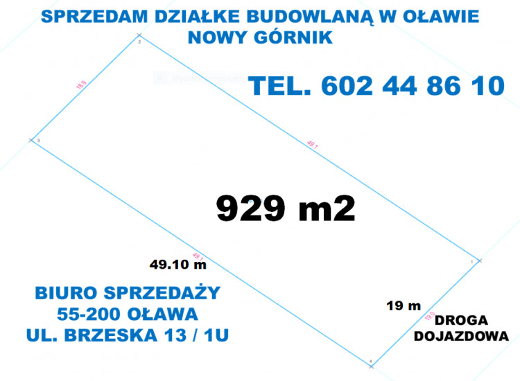 BIURO NIERUCHOMOŚCI W OŁAWIE SPRZEDA DZIAŁKE BUDOWLANĄ OŁAWA - NOWY GÓRNIK Oława